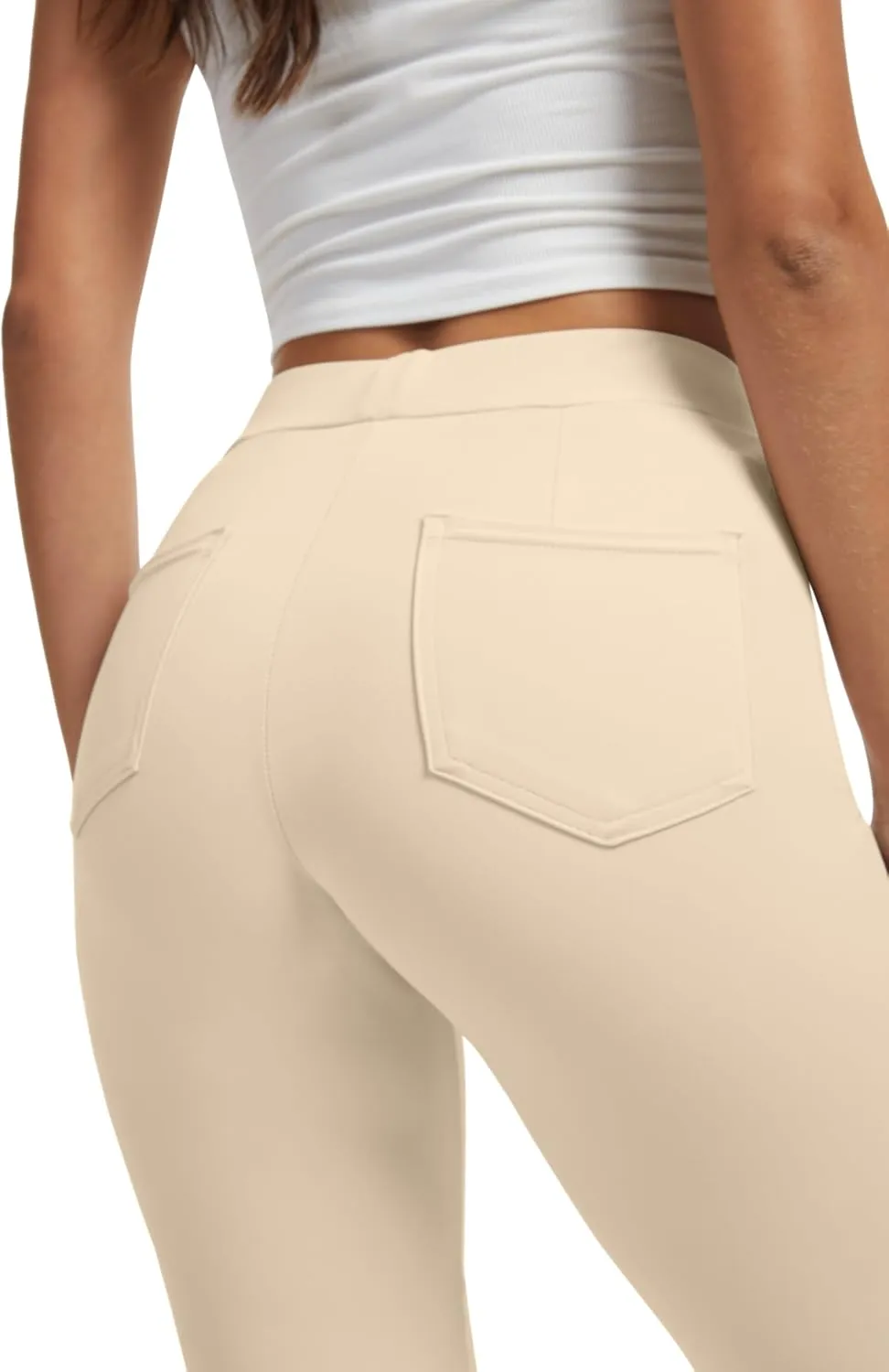 VIMPEP Womens Soft Feeling Straight Yoga Pants Pull On Tuck Line Stretchy Dress Pants for Business Casual Petite/Regular 106