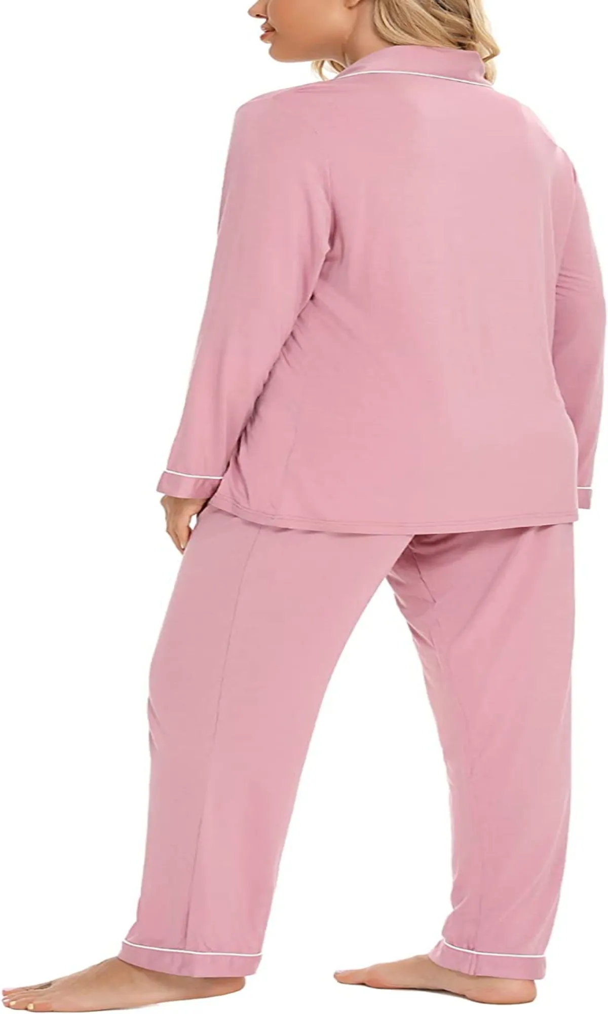 Women's cotton pajamas -Long Sleeve Comfortable pink pajama set-Women's nightwear